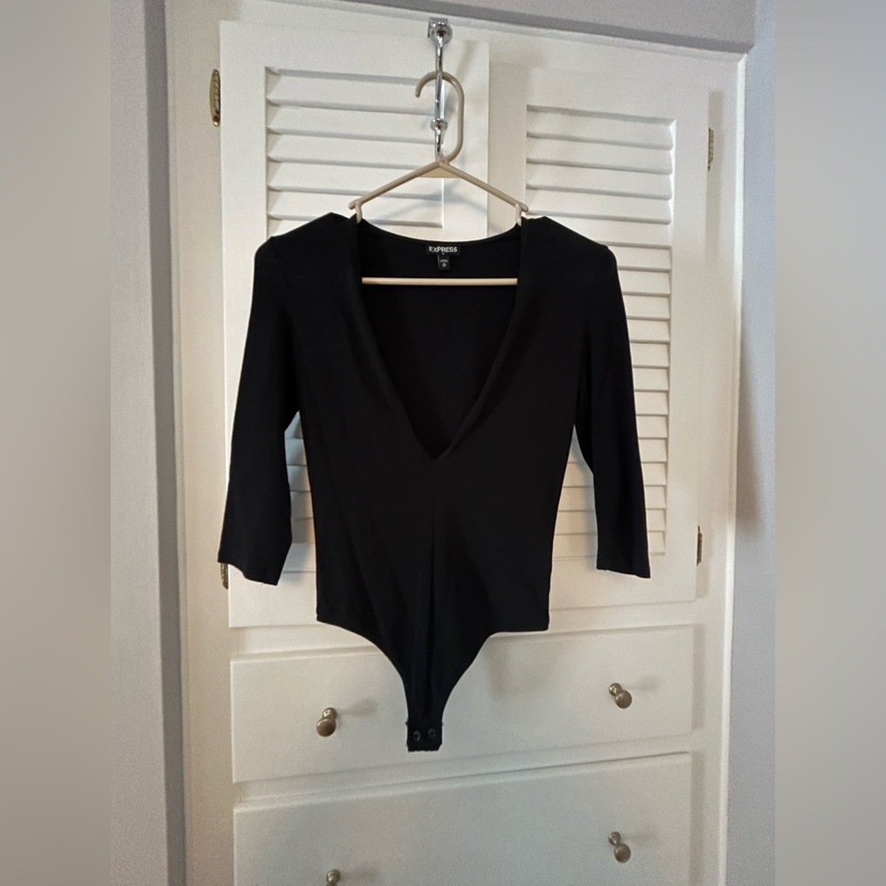 Black deep-v body suite from express